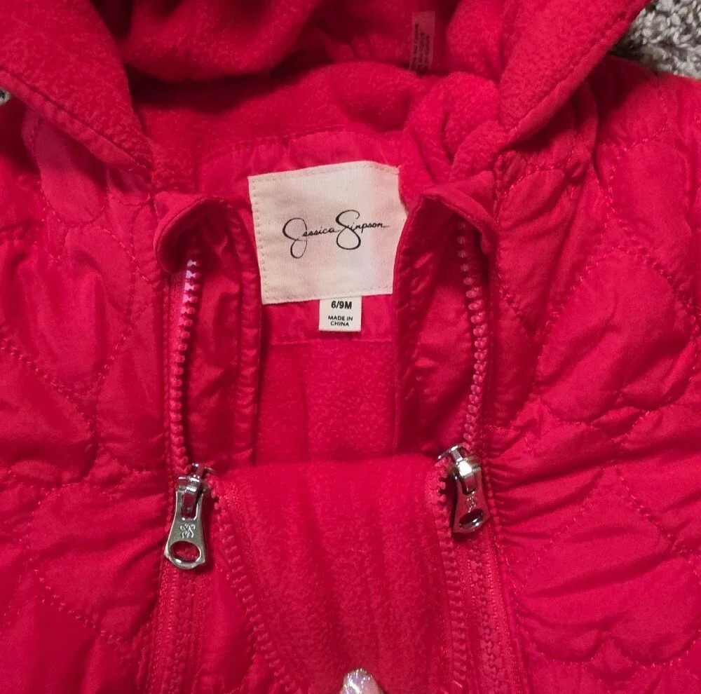 Jessica Simpson - Red Quilted Baby Snowsuit with Hood